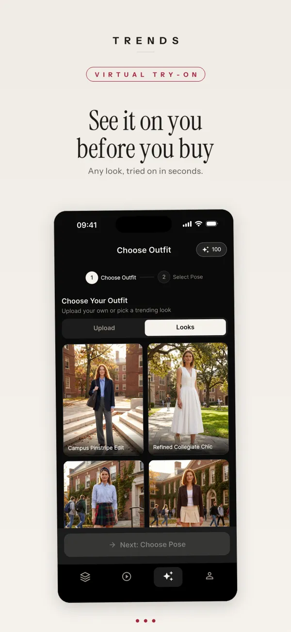 Trends: an outfit tried on the user's own photo.